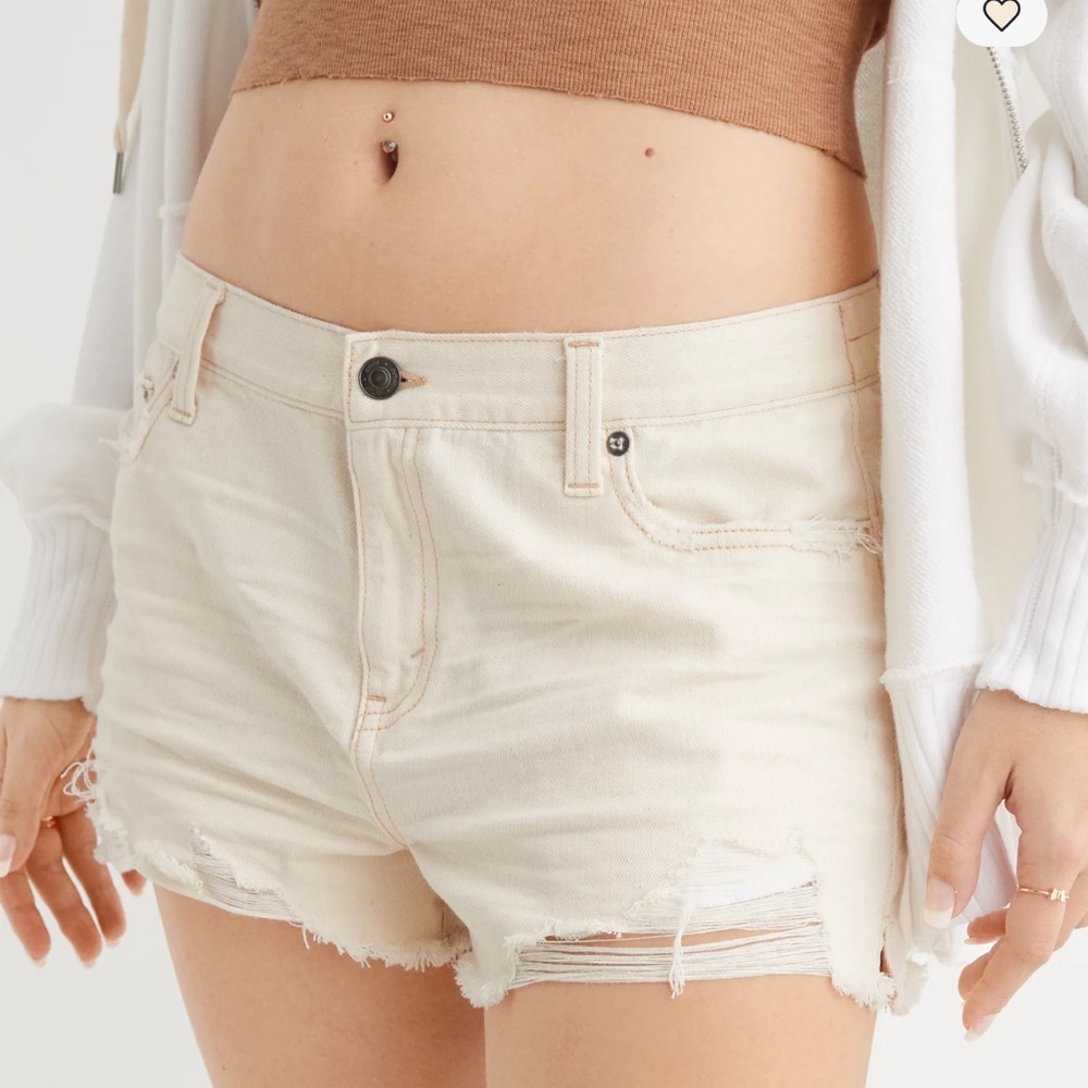 Aerie Off-White Daydream Denim Shorts Size XL